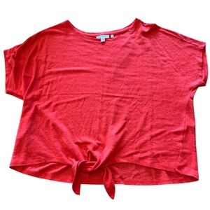 Chico's Vibrant Red Short Sleeve Tie-Front Tee 1